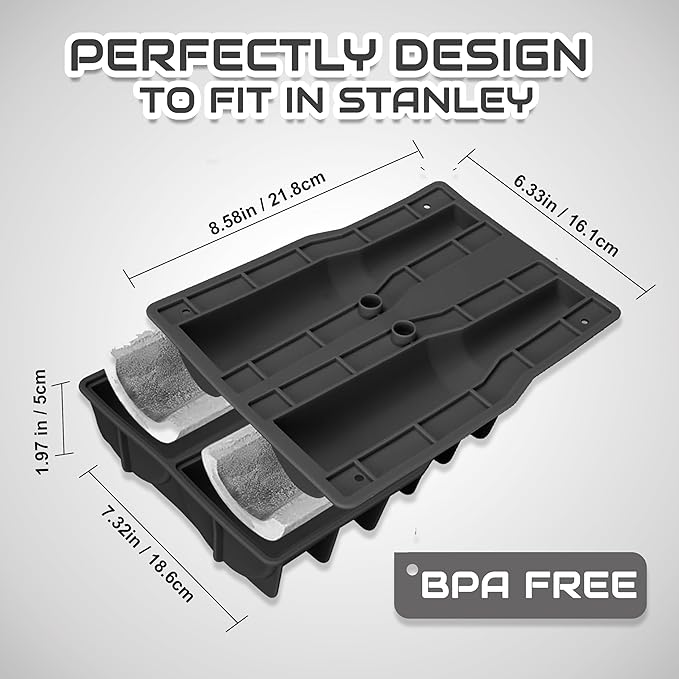 Ice Mold for 40oz Tumbler Cup – Hollow Cylinder Silicone Ice Cube Tray, Easy Fill & Release Ice Mold for Freezer, BPA-Free, Compatible with Stanley 40oz, Whiskey & Cocktail (Black)