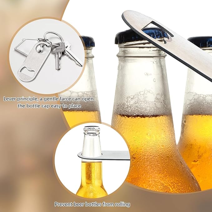 30 Pcs Flat Bottle Opener 3.5 x 1.18 inches Stainless Steel Beer bottle Openers Heavy Duty Bar Blade Solid Bottle Cap Opener Funny Bartender Bottle Opener for Kitchen Party Supplies,Silver