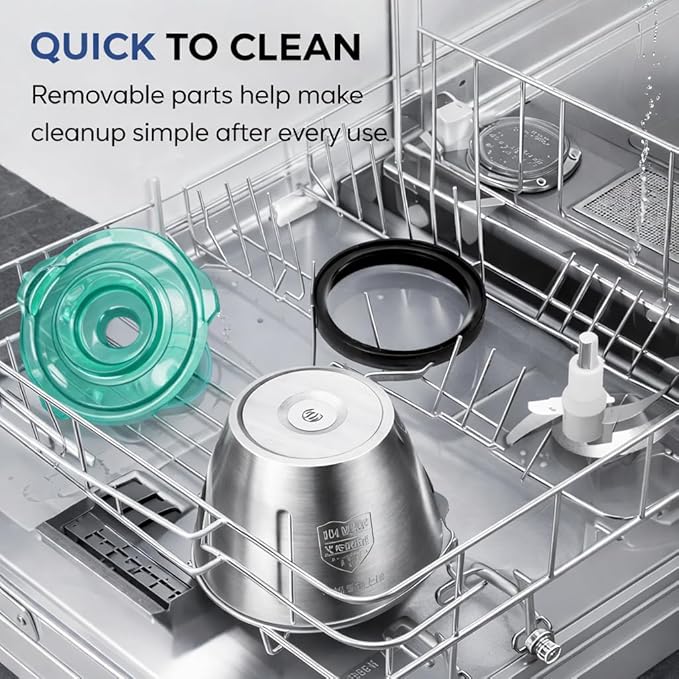 Food Processor,Electric Food Chopper,Fast Shredding for Meat, Vegetables, Fruits and Nuts,Electric Food Chopper with 4 Large Sharp Blades for Meat, Upgraded Button & Smart Overheat Protectio