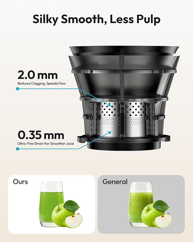 Juicer Machines, EUHOMY 5.8" Wide Feed Chute Cold Press Juicer for Whole Vegetables & Fruits with 400W, High Juice Yield, Easy to clean, Black Stainless Steel