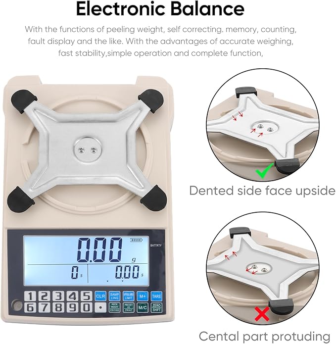 Lab Scale 5000gx0.01g High Precision Lab Gram Counting Scale with RS232 Port & Calibration Weight & Battery, Lab Analytical Balance Scientific Electronic Scale for Kitchen, Jewelry, Gold, Industrial
