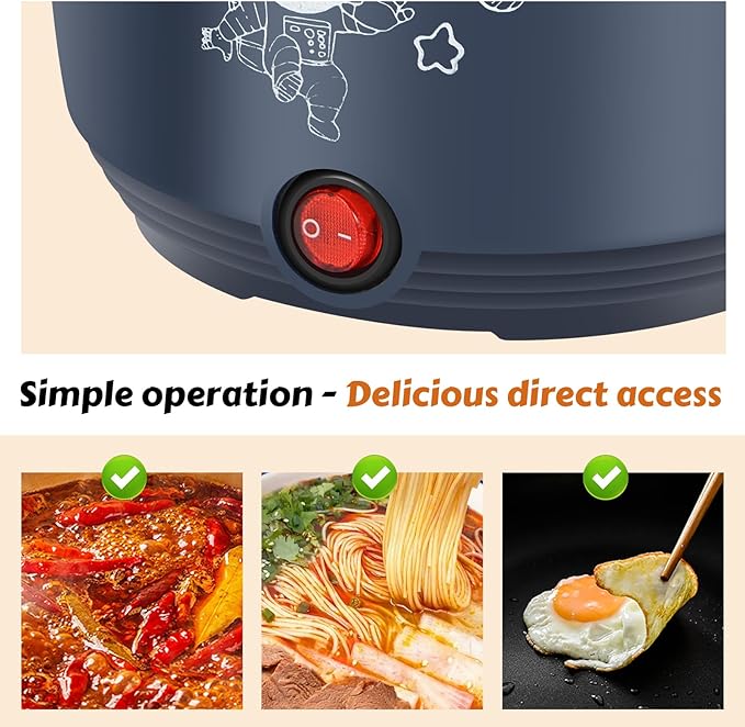 Hot Pot Electric with Steamer, Rapid Noodles Cooker, 55 Oz Stainless Steel Electric Pot for Cooking Dorm, Anti-Dry Burning, Non Stick Portable Electric Pot for Raman Soup Noodles Ect (Single Layer)