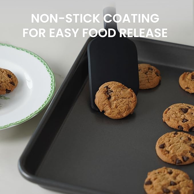 LISI 16" x 12" Half Sheet Pans (2 Pack), Heavy-Duty Nonstick Carbon Steel Baking Sheets for Oven, Cookie Sheet Tray, Roasting Pan, Kitchen Bakeware