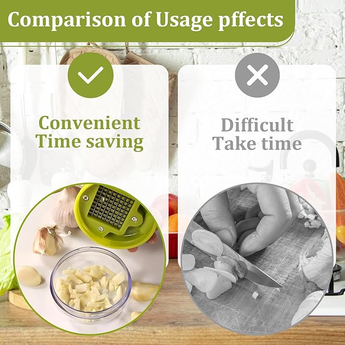 2 Pcs Garlic Press Stainless Steel,Mini Garlic Chopper,with Peeler，Cleaning Brush and Scrapers