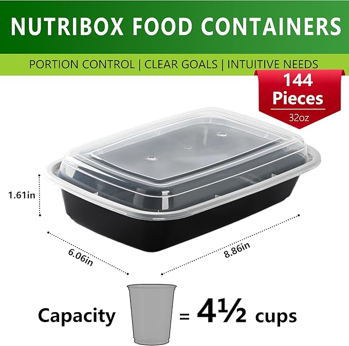 32oz Meal Prep Containers Bulk 48 Set with Forks and Lids - 1 Compartment Food Containers Leakproof Snack Container Food Storage Containers, Freezer Safe Plastic Lunch Take Out Box