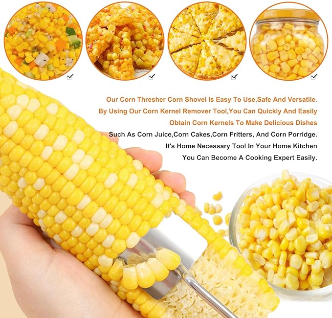 Corn Peeler Corn Thresher Corn Stripper for Corn On The CobCorn Shovel Corn Scraper Corn Kernel Remover Tool Cob Planer Corn Cutter Corn Knife Tool Stainless Steel Kitchen Gadgets