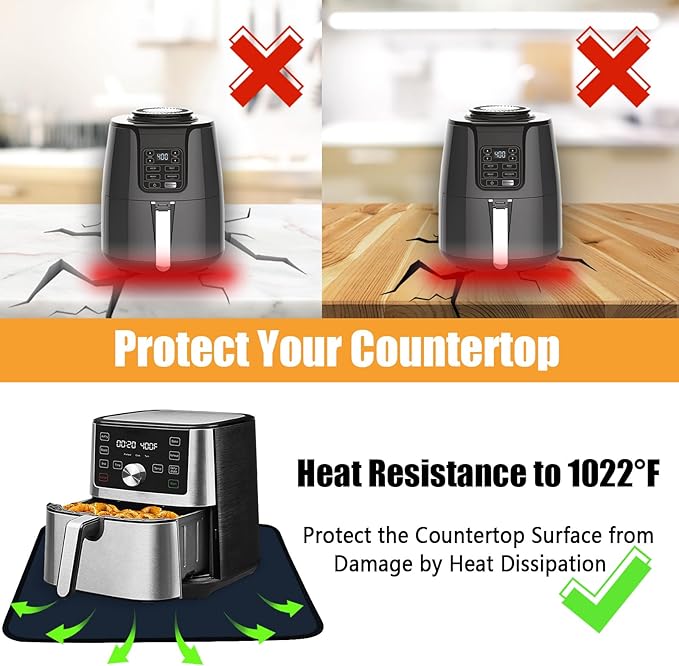 12x14in Heat Proof Mat, Countertop Heat Protector Hot Pads, Mat for Under Air Fryer and Coffee Maker, Kitchen Appliance Mat