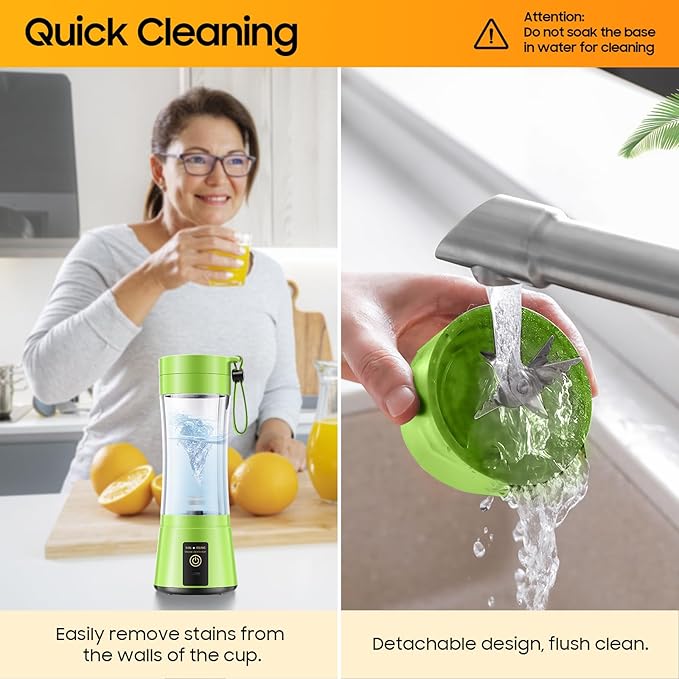 Cordless Personal Size Portable Blender - 380Ml Blender Smoothies and Shakes, BPA Free Traveling Juice Cup with Powerful Blending, Freshly Squeezed in Sports/Travel/Home, Mother's Day