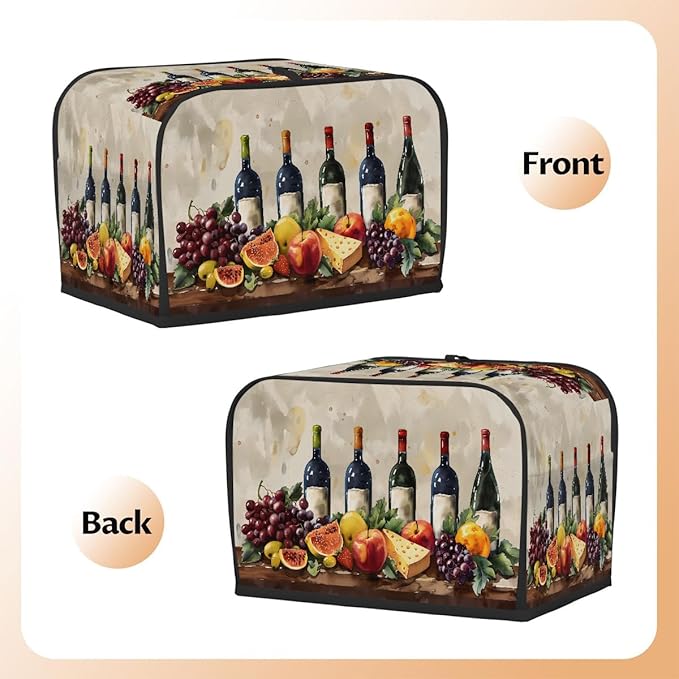 Fruit Grape Wine Cheese Toaster Cover 4 Slice Dust and Fingerprint Protection Toaster Bread Maker Covers Washable Kitchen Small Appliance Covers for Kitchen Accessories Decor Bakeware Women Gift