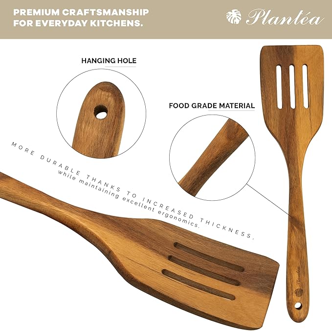 Wooden Spatula for Cooking – 4 Piece Acacia Wood Spatula for Non-Stick Cookware – Durable & Easy to Clean - Comfortable Handle, Ideal Kitchen Gift