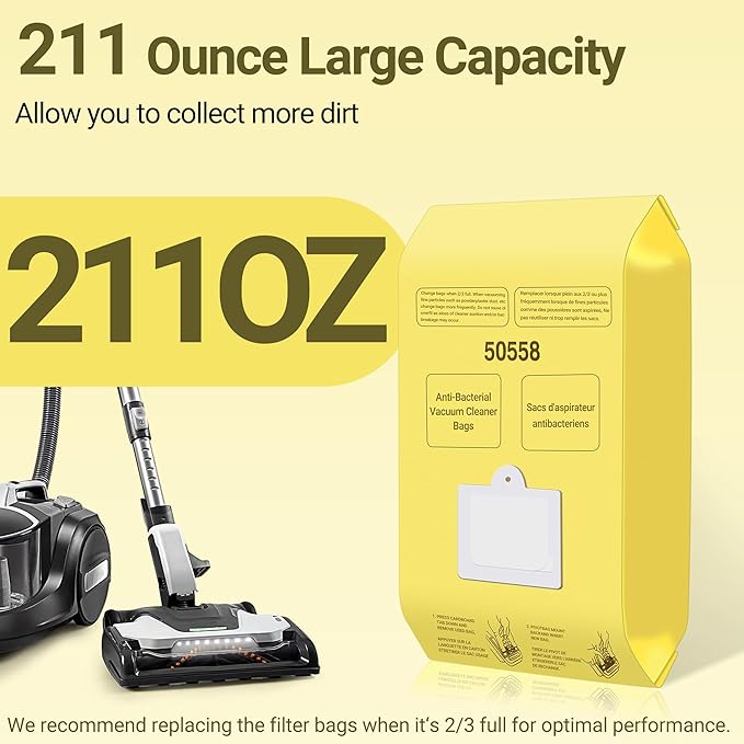 50558 Canister Vacuum Bags Replacement for Kenmore Canister Type C/Q 5055, 50555, 50557, 50558 and Pana·sonic Type C-5, C-18, 200 Series, 400 Series, 600 Series, 800 Seires Vacuum - 12 Pack