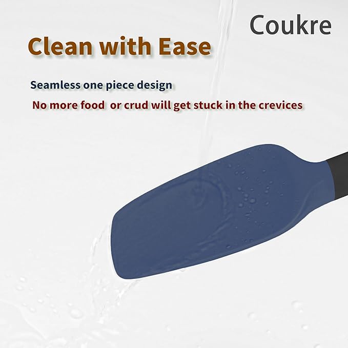 Coukre Silicone Spatula Set of 5,High Temperature Resistant, Food Grade Silicone, Dishwasher Safe, for Baking, Cooking (Colorful A Black)