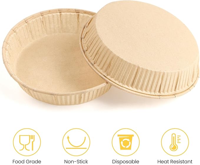 Ocmoiy 50 Pcs Mini Tart Pans for Baking, 4 Inch Disposable Paper Pie Tins for Small Pies, Tarts, Quiches, Cinnamon Rolls, Desserts