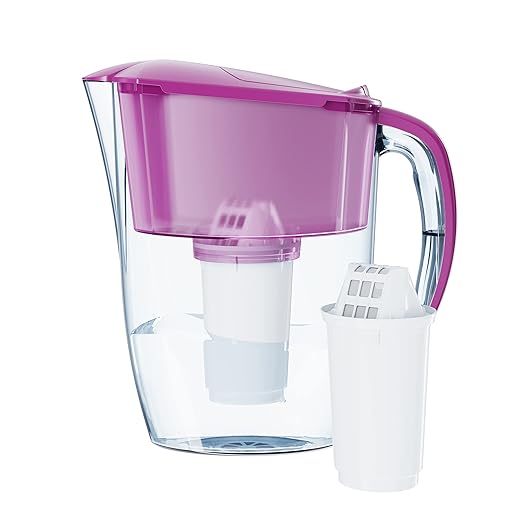 AQUAPHOR Smile Water Filter Jug - 2.9L, Fits Fridge Door, Student-Friendly | Lightweight, Space-Saving, Includes 1xA5 350L Filter with Added Magnesium, Reduces Limescale, Chlorine, Microplastics-Pink