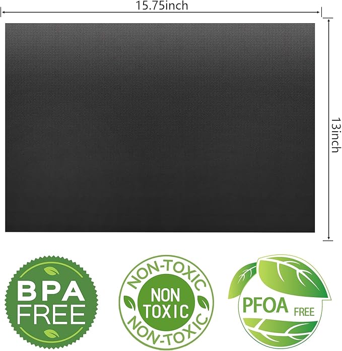 Renook Grill Mats for Outdoor Grill, Set of 8 BBQ Grilling Mat for Outdoor Gas Grill Cooking,15.75 X 13 Inch, Black