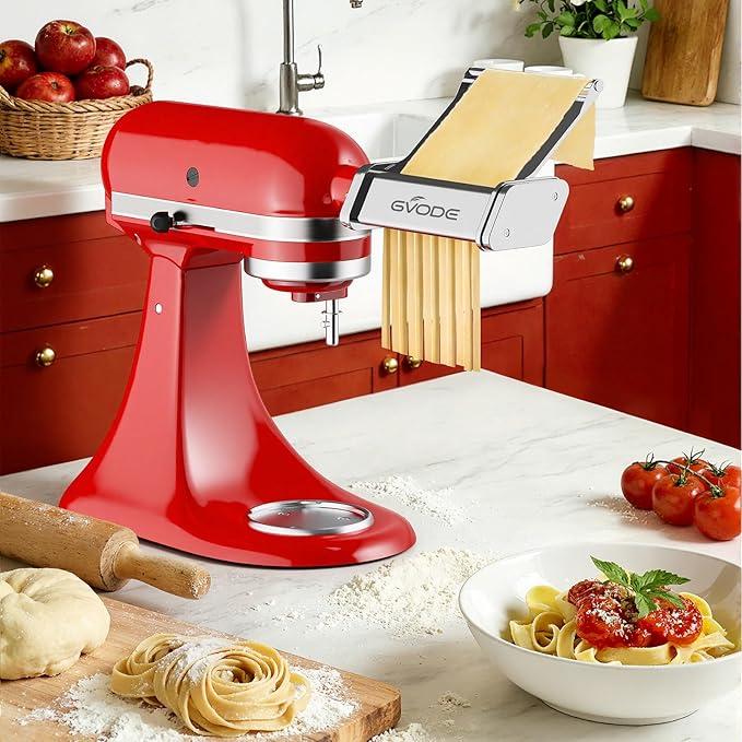 Pasta Attachment for KitchenAid Stand Mixer, Pasta Maker KitchenAid Attachment with Detachable Metal Plate, Includes Pasta Sheet Roller, Spaghetti Cutter and Fettuccine Cutter