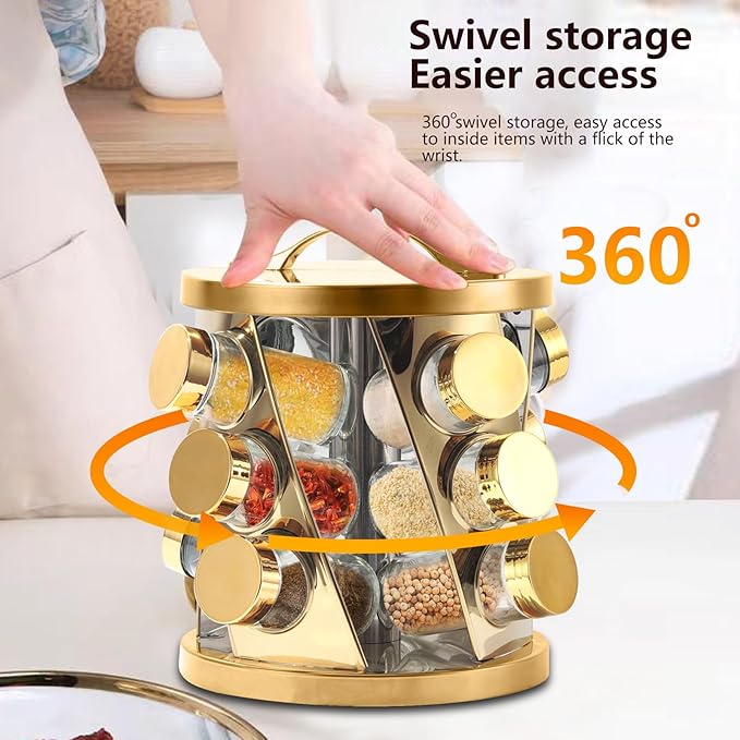 Portable Stainless Steel Spice Rack with 8 Spice Jars Included Revolving Spice Organizer for Kitchen Tower Storage Rack for Spices and Seasoning Silver