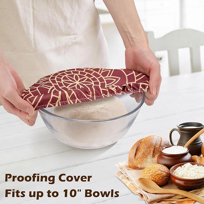 2 Pack Reusable Bread Bags for Homemade Bread, 17"×13" Sourdough Bread Storage Bags with Bowl Cover - Keep Loaf Fresh and Easy to Wash(Brown Diamond)