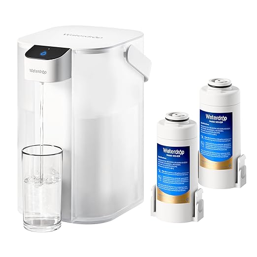 Waterdrop Rechargeable Water Filter Pitcher, Reduce 99.6% of Lead and 45+ Impurities, 6-Month Electric Water Dispenser, Instant 15-Cup Countertop System, NSF/ANSI 401&53&42&372, NOT Reduce TDS