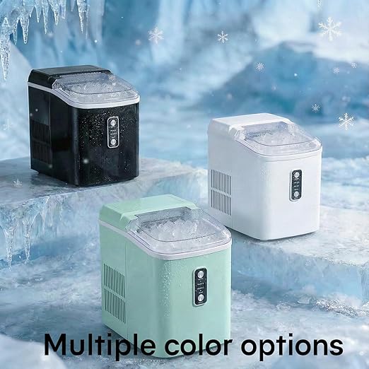Nugget Ice Maker Countertop, Portable Ice Makers Machine with Removable Basket and Scoop, Self-Cleaning, Quiet, 6-Min Ready, 24lbs in 24Hrs, Visible, for Home, Party, RV, Camping, Green