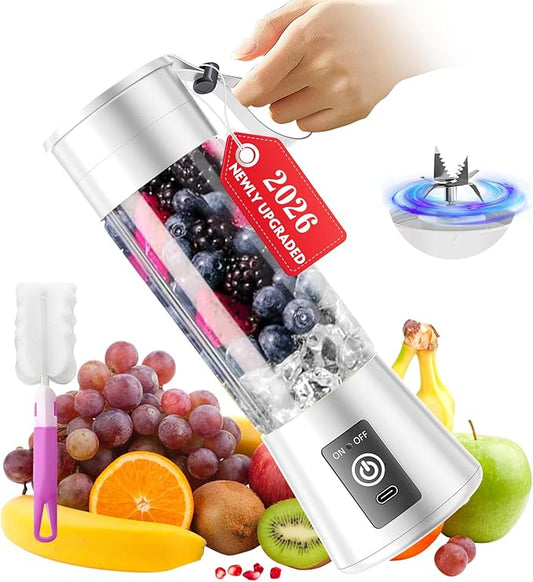 Cordless Portable Personal Size Blender - Mini Blender Make Smoothies and Shakes, 380Ml BPA Free Travel Cup, Powerful Blending Suit in Office/Home/Gym