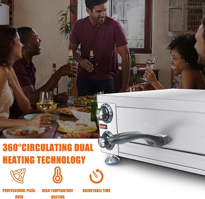 KOOTEN Electric Countertop Pizza Oven Indoor,12" Commercial Pizza Maker Machine,Stainless Steel Pizza Cooker for home Restaurant