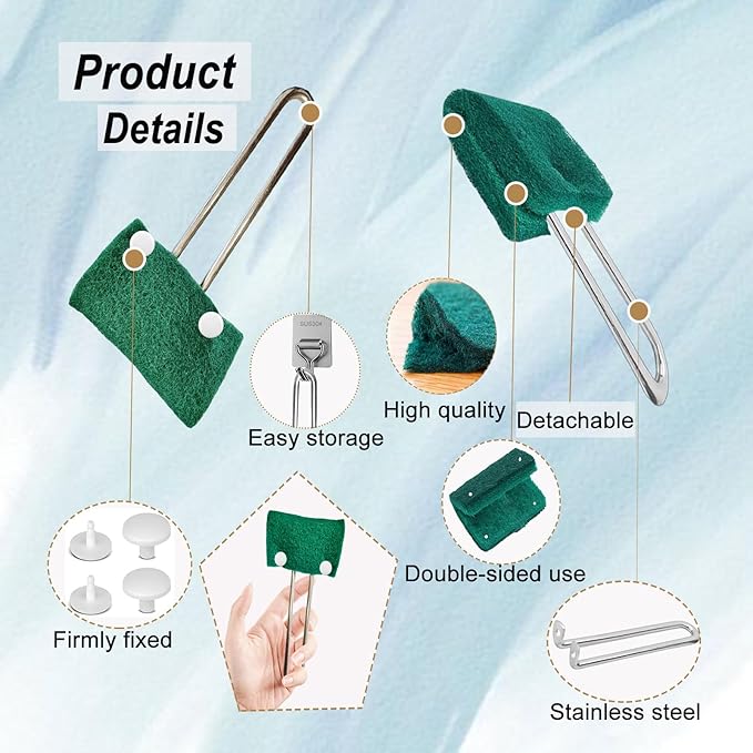 16PCS Kitchen Utensils Set with Scouring Pads,Mini Wire Brushes,Reusable & Durable Cleaning Tools for Household and Kitchen