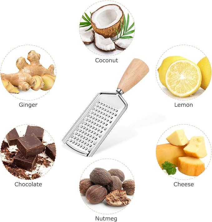 Ciieeo Cheese Grater Vegetable Zester Vegetable Cutter Slicer Professional Grater Handheld Grater Flat Grater Potato Peelers Vegetable Slicing Tools Stainless Steel Salad To Rotate Wooden