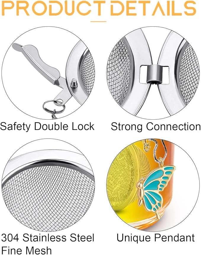 NSTaygate 2pcs Tea Steeper for Loose Tea,Tea Infuser Tea Balls for Loose Tea with Charm Handmade Cute Butterfly BFF Pendant Loose Leaf Tea Steeper Tea Strainer for Girls Women Best Friend Gift