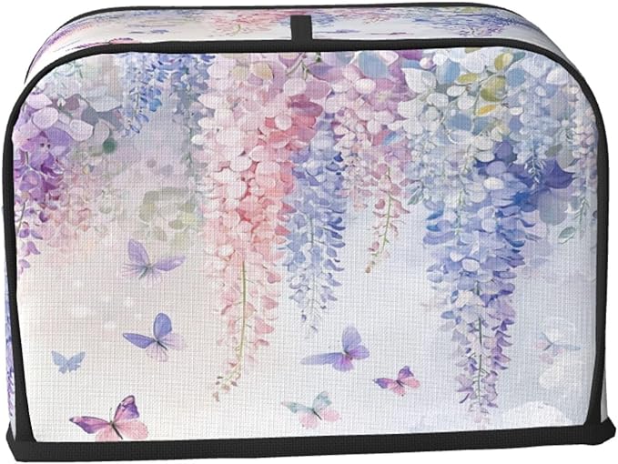 Toaster Cover 2 Slice Botanical Flower Butterfly Kitchen Small Appliance Covers with Pockets Dust and Fingerprint Protection
