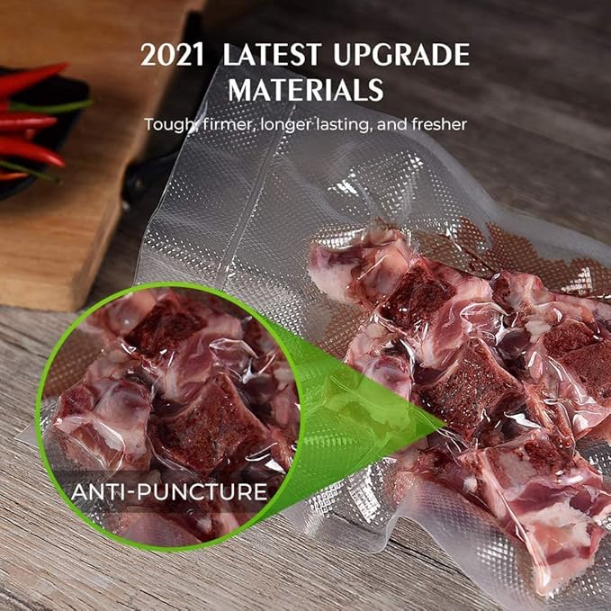 Vacuum Sealer Bags For Food: 12 Pack 6 Rolls 11"x20' + 6 Rolls 8"x20' Commercial Grade BPA Free Bag Rolls Durable Customized Size Food Vac Bags for Storage and Sous Vide Cooking Puncture Prevention