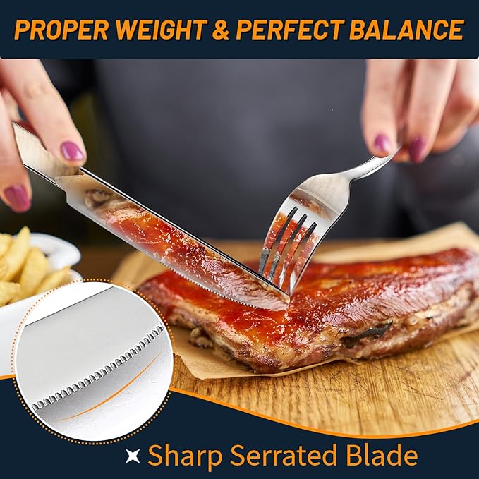NICE KITCHEN 60 Piece Silverware Set for 12, Premium Stainless Steel Flatware Set, Eating Utensil Sets with Steak knives, Cutlery Tableware Service Include Fork Knife Spoon Set, Mirror Polished