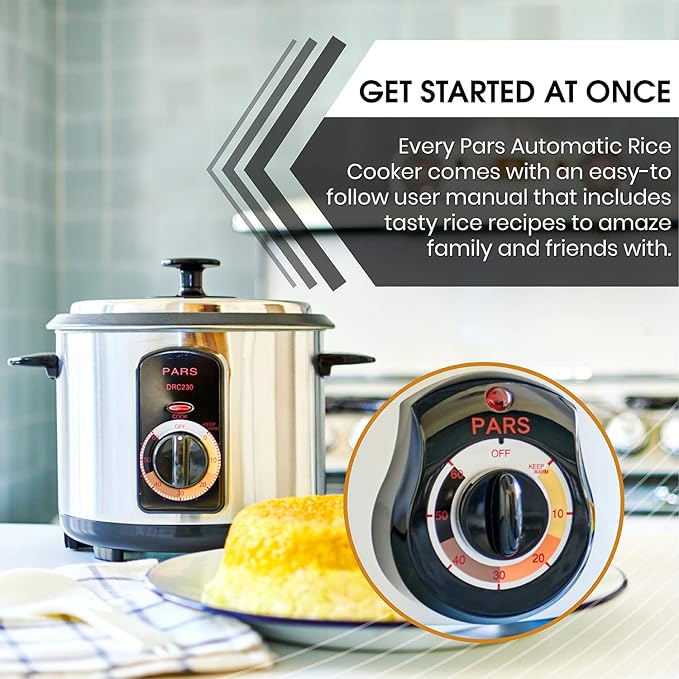 Pars Automatic Persian Rice Cooker - Tahdig Rice Maker Perfect Rice Crust, 15 Cup