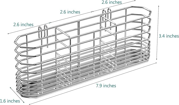 NiuYichee 304 Stainless Steel Utensil Holder, Dish Drying Rack, kitchen Utensil Organizer, Knife and Fork Drainage Rack, Kitchen Drainage Basket Accessories, With Hooks, Rust Proof, Color-Silver