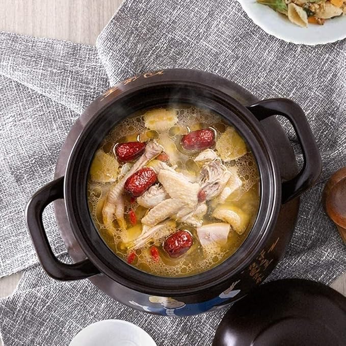 Ceramic Casserole Stockpot, Clay Pot for Cooking, Casserole Dishes Pot Casserole with Lid for Ceramic Pot Stew Pot Home Soup Pot Chicken Steamer Pot Healthy Stew Pot Dinner, Kitchen (Size : 6L) ()