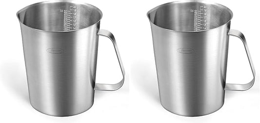 Measuring Cup, [Upgraded, 3 Measurement Scales, Including Cup Scale, ML Scale, Ounce Scale], Newness Stainless Steel Measuring Cup with Marking with Handle, 64 Ounces (2.0 Liter, 8 Cup) (Pack of 2)