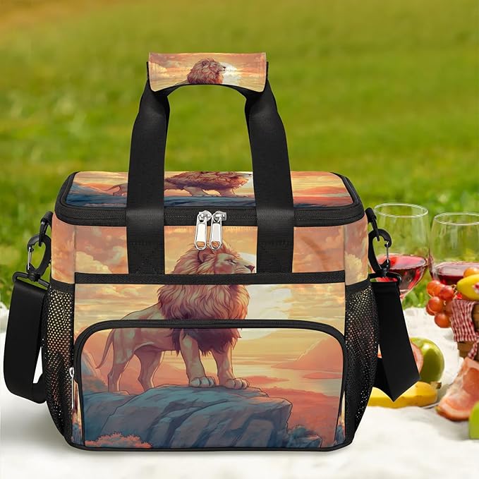 Pardick Lunch Box for Women Men Mountain Lion Insulated Lunch Bag Leakproof Large Lunchbox for Adults with Adjustable Shoulder Strap, Cooler Tote Bag for Work, Picnic, Beach