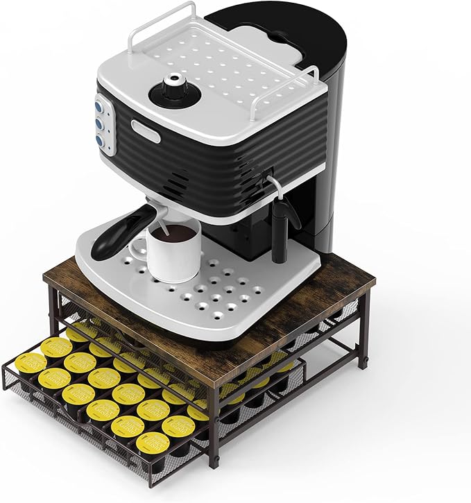 Coffee Pod Holder For Counter, Coffee Pod Drawer for Keurig Pod Storage Drawer Holder, 72 Capacity Pods Storage Organizer for Keurig Pod Storage with Sliding Baskets for Coffee Station, Brown
