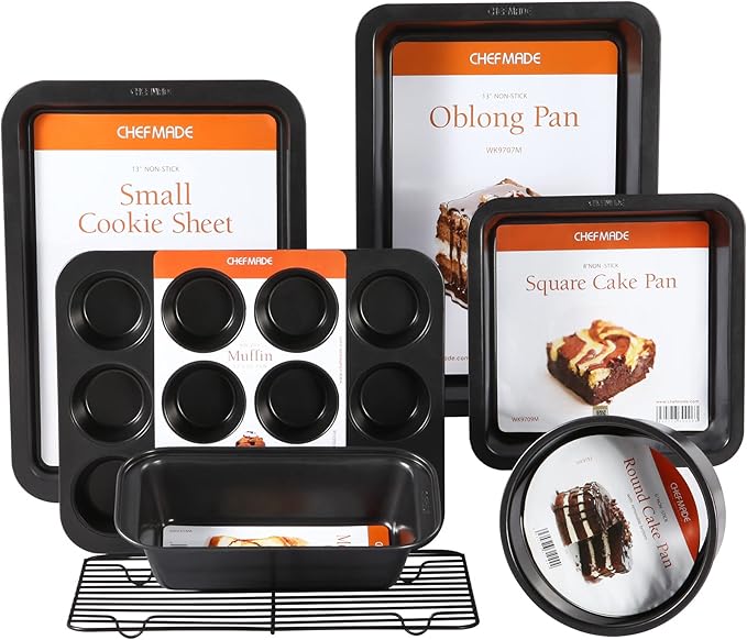 CHEFMADE Bakeware Set, 7-Piece Nonstick Kitchen Baking Set Carbon Steel Oven Bakeware
