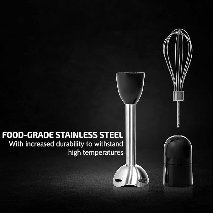 OVENTE Electric Sandwich Maker, Panini Press & Waffle Iron Set with Immersion Hand Blender, Food Chopper & Mixing Beaker, Black
