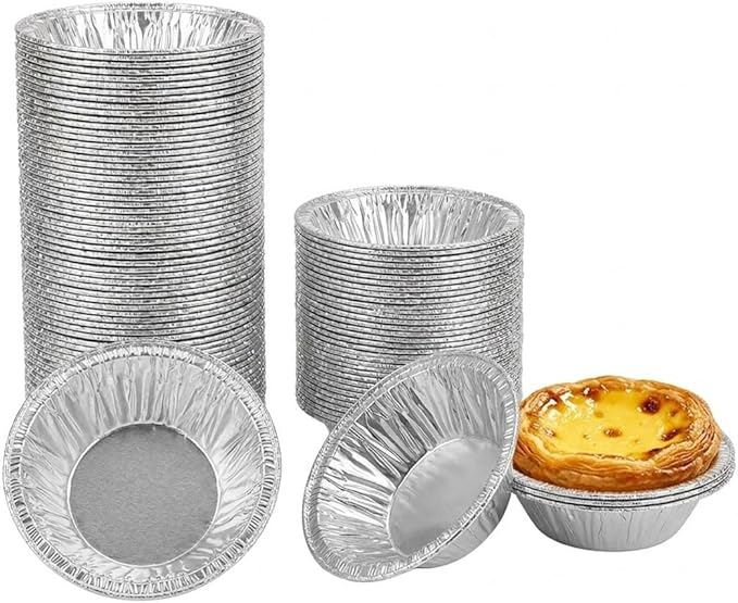 120 Pack 2.2" Mini Aluminum Foil Tart Pans, Small Disposable Pie Tins for Bite-Size Desserts, Mini Quiches & Fruit Tarts, Round Tiny Ramekins for Party, Catering, Wedding