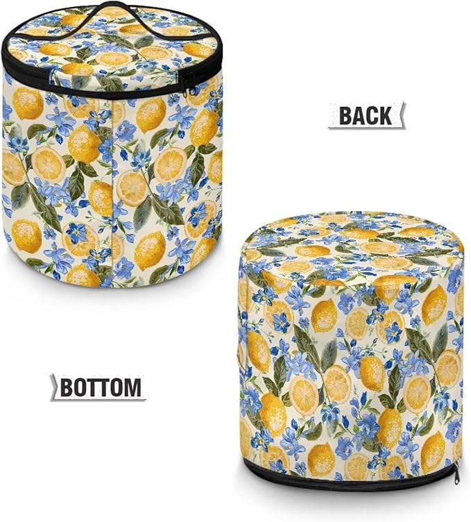 Lemon Insulated Pressure Cooker Appliance Cover, Also Fit for Rice Cooker, Air Fryer and Crock Pot, 6 Qt Dust Cover with Pocket for Spoon/Cooking Utensils/Recipes