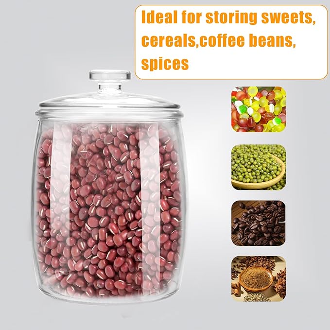 Maredash 1 Gallon glass jars, Cookie Jar & Candy Jar with Lid, Large Food Storage Container,glass jar with lid for Buffet, Coffee & Flour, Laundry Room Storage & Pantry 2pcs