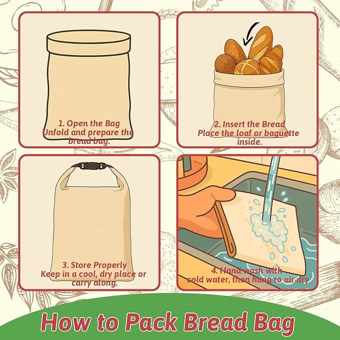 5PCS Christmas Beeswax Bread Bags Set – 2 Reusable Bread Bags + 3 Wax Paper Sheets,Eco-Friendly Beeswax Wraps for Food,Homemade Sourdough,Cheese,Snacks & Fruit,Holiday Gift for Bakers Kitchen Lovers