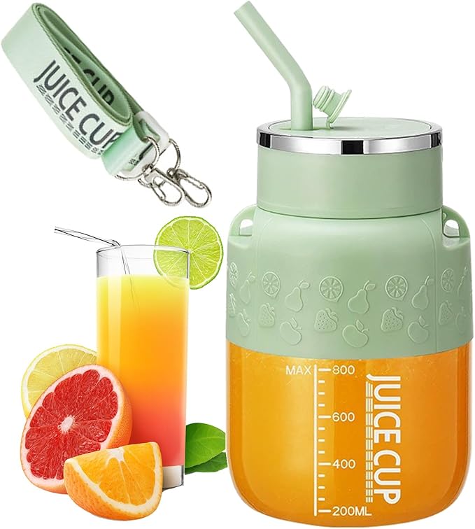 800 - Portable Blender for Shakes And Smoothies with 28oz Cup, Lid, Straw and Shoulder Strap, Type-C USB Rechargeable, Personal Size Blenders Bpa-Free for Gym/Travel/Kitchen (1pc Green)