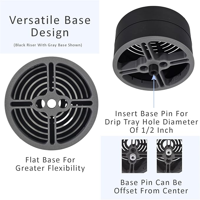 Elevate Anti-Splash Cup Riser Accessory for most Keurig K-cup, Cuisinart Single Serve, and other Coffee Makers, Adjustable for Cup Size and Drip Tray Type (Dark Gray)