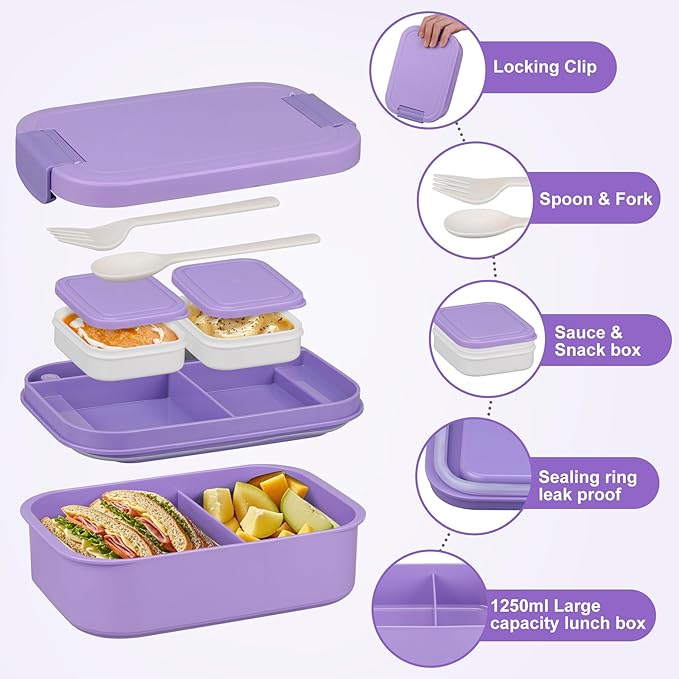 Large Bento Lunch Box Set for Adults Kids Women with 10.5oz Soup Thermo,Coffee Tumblers Men Girls Boys Teenagers Leak-Proof Lunch Food Containers with Lunch Bag