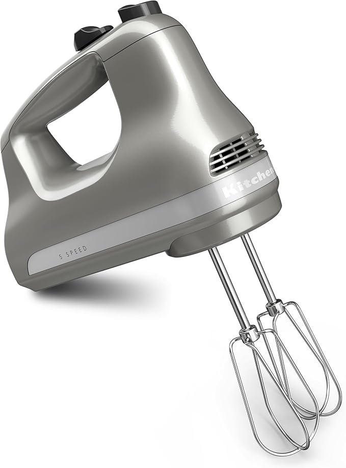 KitchenAid 5-Speed Ultra Power Hand Mixer - KHM512, Contour Silver & Variable Speed Corded Hand Blender KHBV53, Charcoal Grey