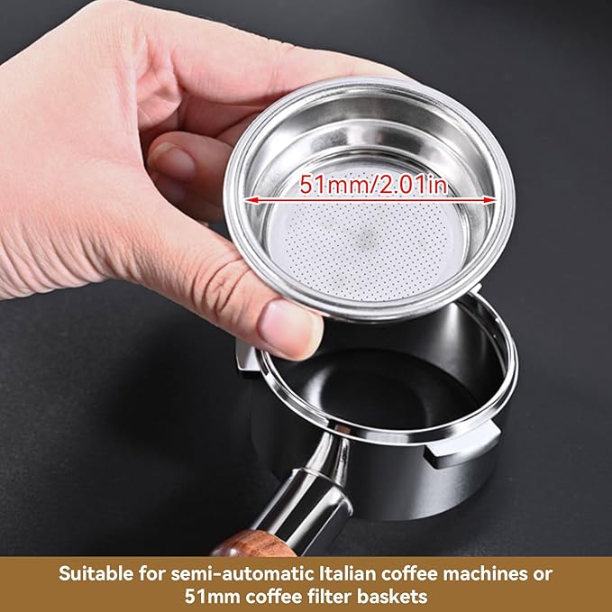 51mm Portafilter Filter Basket, Single Cup Reusable Stainless Steel Espresso Coffee Filters Basket Machine Replacement Accessories for Portafilter Coffee Machine
