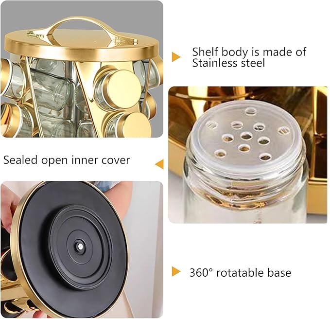 Portable Stainless Steel Spice Rack with 8 Spice Jars Included Revolving Spice Organizer for Kitchen Tower Storage Rack for Spices and Seasoning Silver